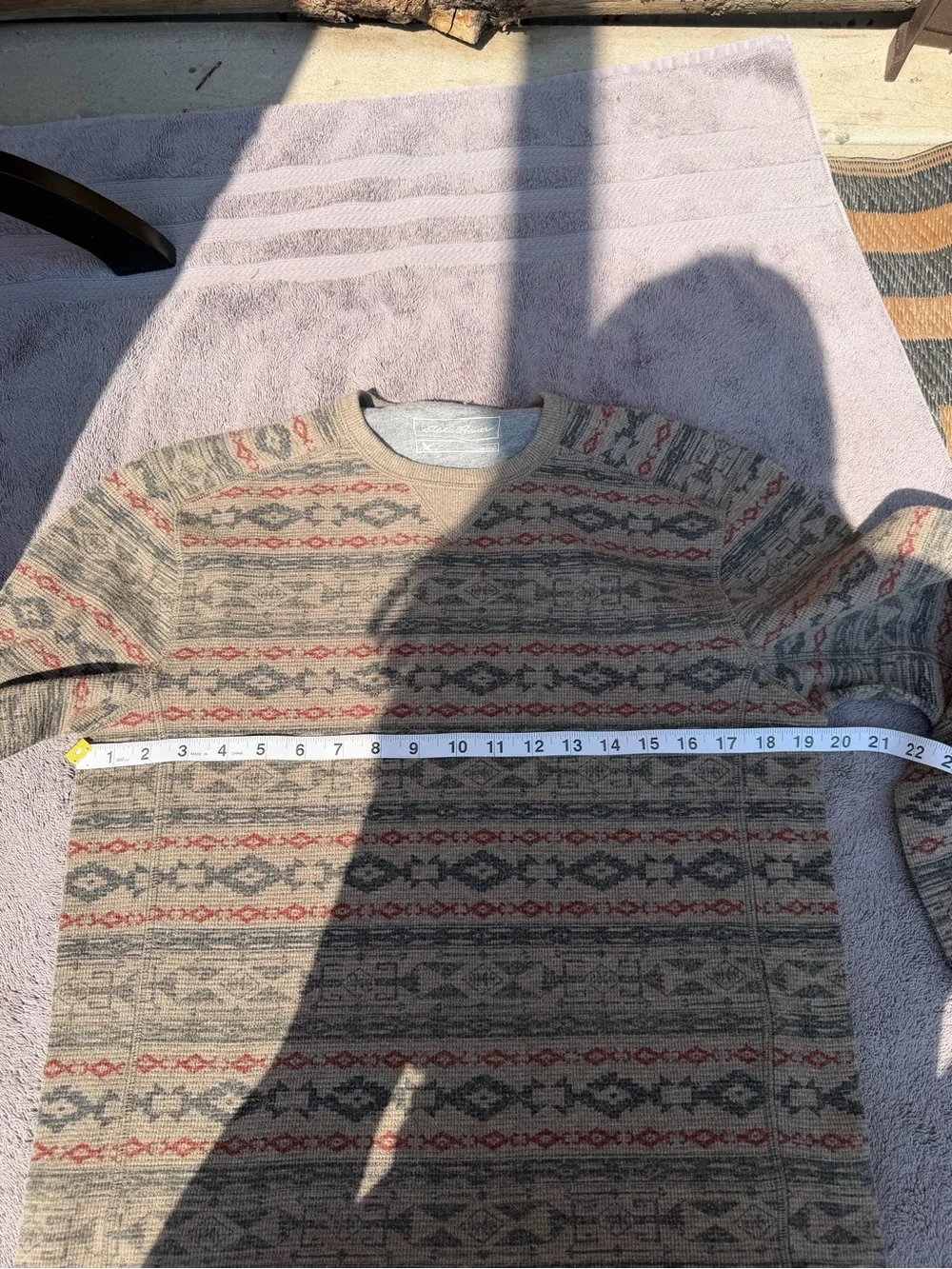 Eddie Bauer Southwestern Aztec Thermal Waffle Knit Pullover Shirt Men S Gorpcore